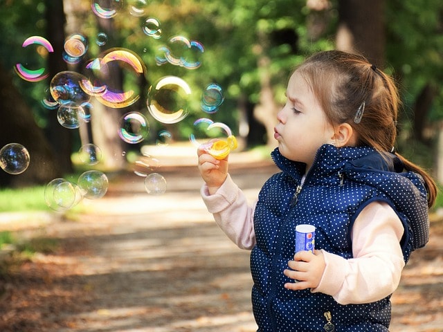 kid, soap bubbles, girl