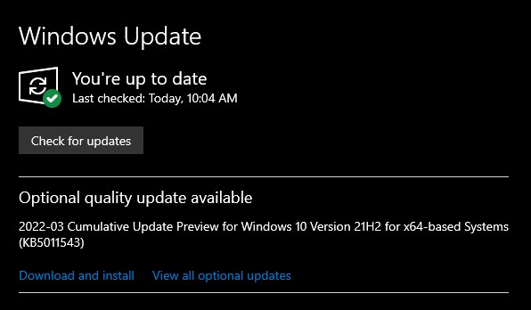 Fix #2 Update Windows operating system