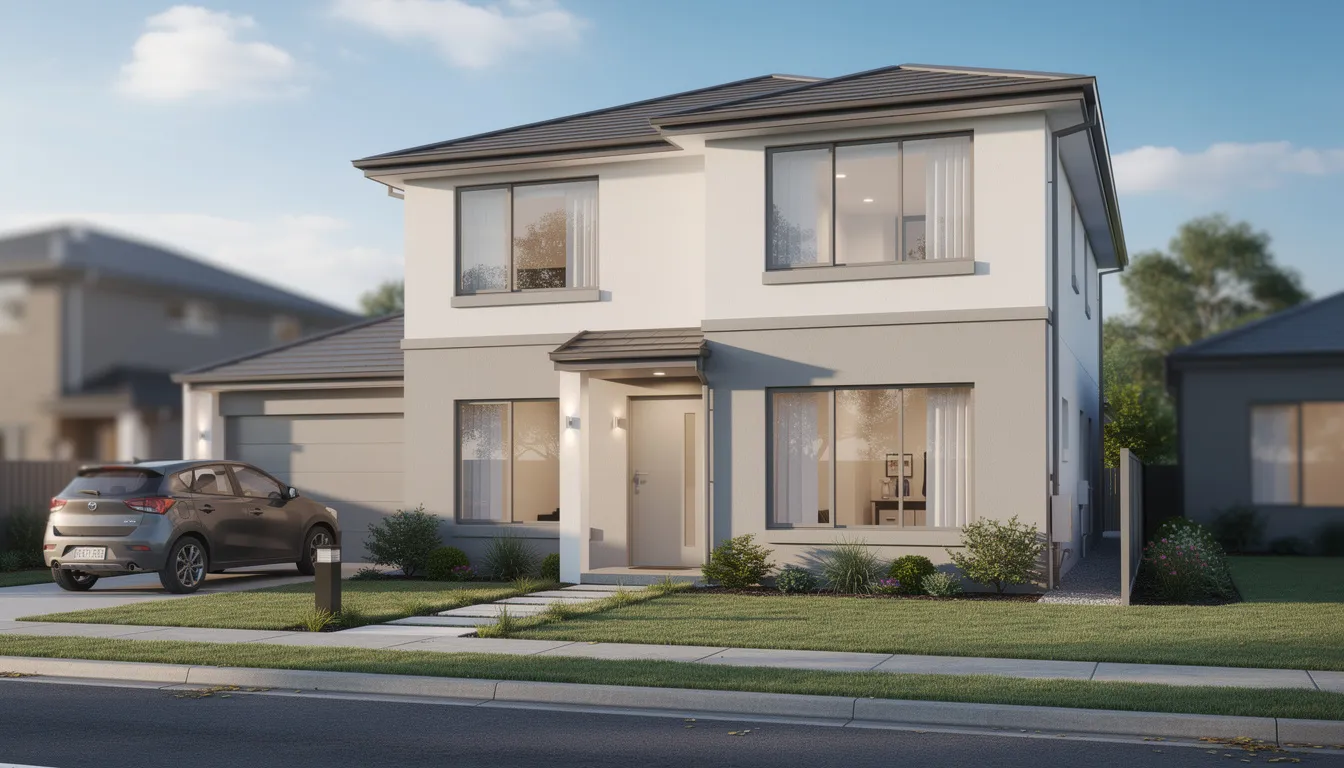 The image depicts the exterior of a residential rental property, showcasing a well-maintained facade with a welcoming entrance and landscaping. This property could be an investment opportunity for small business owners looking to enhance their financial health through rental income.