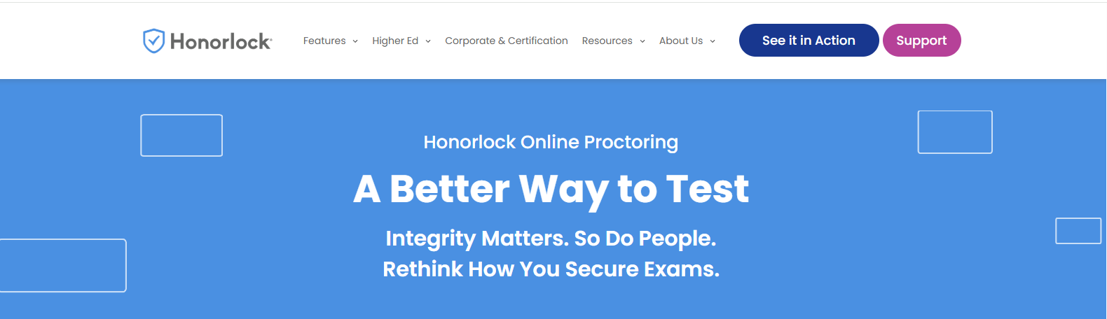 Honorlock online proctoring platform featuring remote exam monitoring, academic integrity protection, and secure online testing for higher education institutions.