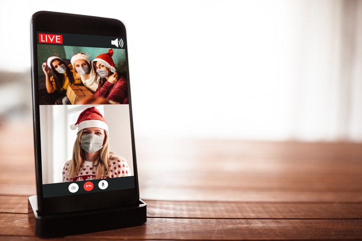 Phone doing a video call with mom. 