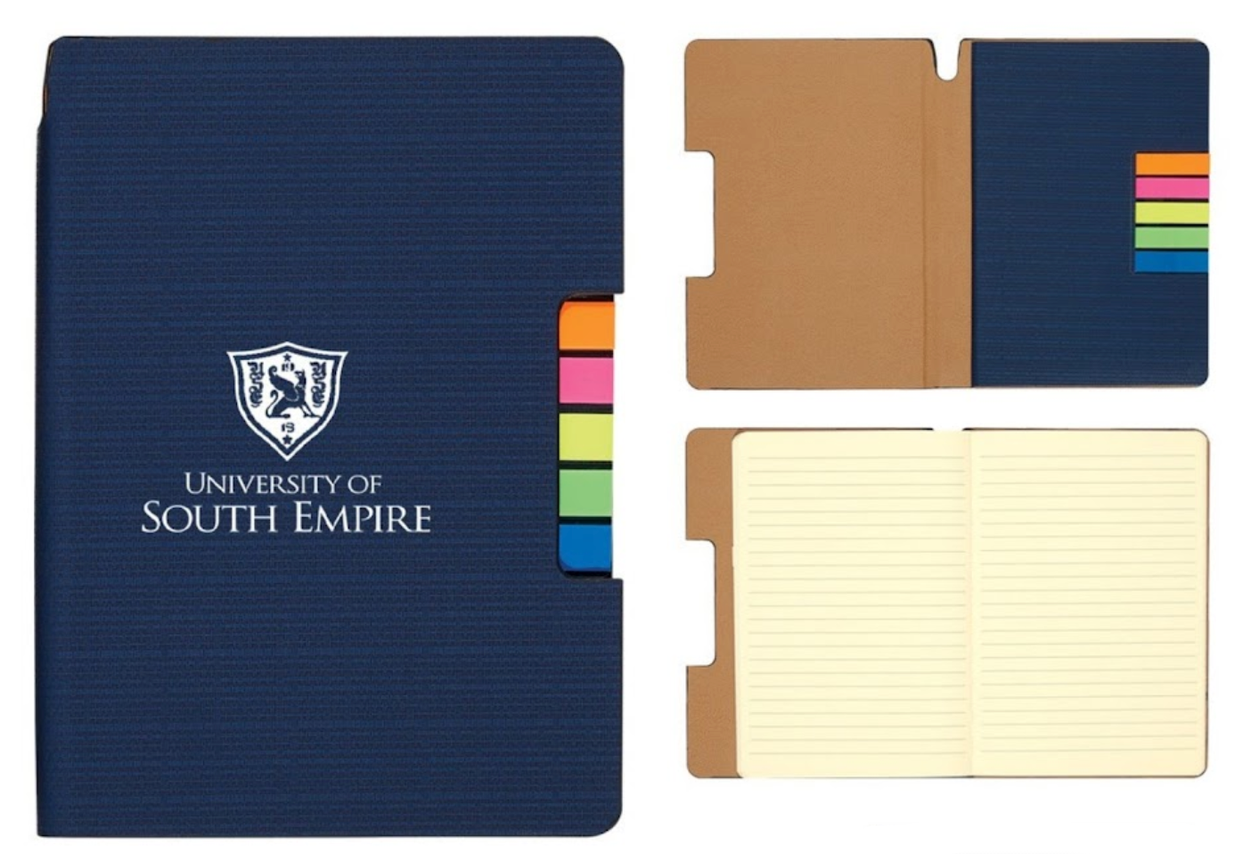 Unique promotional swag like notebooks with custom sticky notes