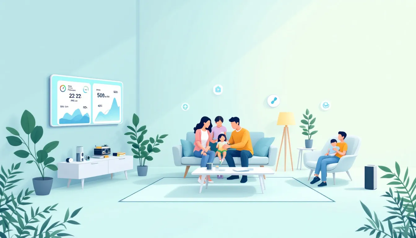 An illustration showing the importance of testing indoor air quality in homes.