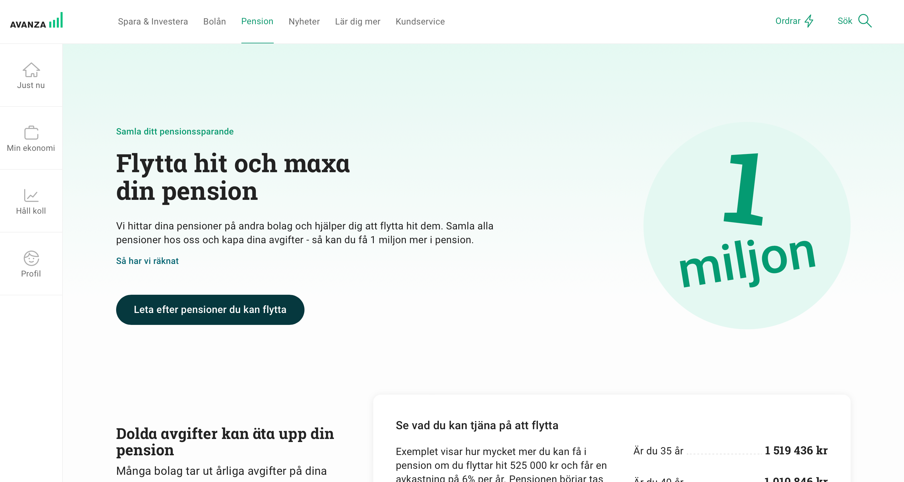 Avanza pensionsjakten - investeramera
