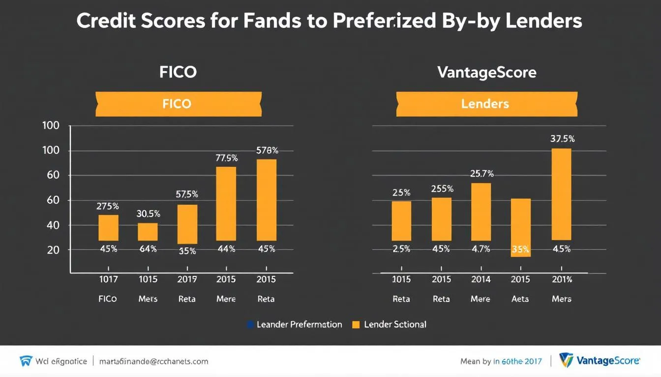 A chart comparing different credit scores preferred by lenders, including FICO and VantageScore.