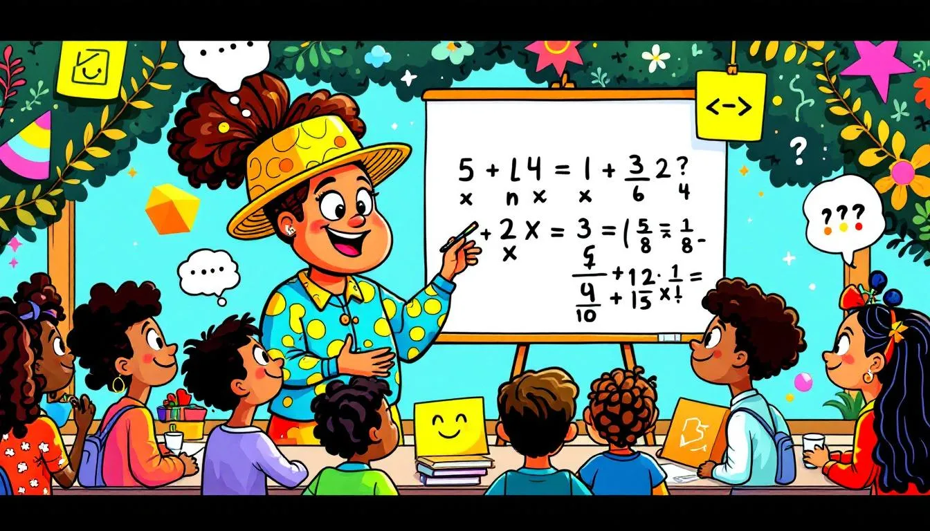 A teacher demonstrating mental math strategies to students.