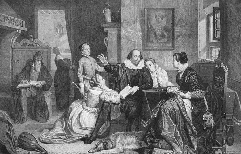 William "Puck" Shakespeare, an Elizabethan matchmaker. (A 19th-century engraving imagining Shakespeare's family life) (Photo: Wikimedia)