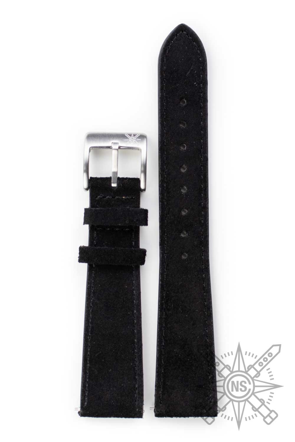 A dress watch with a suede strap, emphasizing its elegant design.