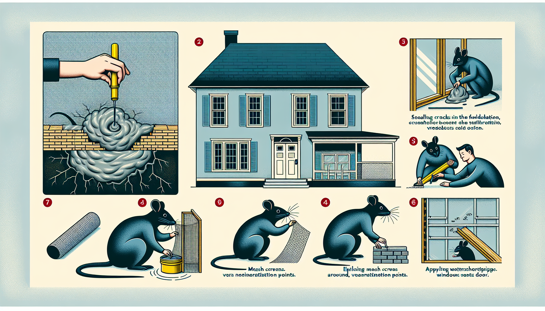 Illustration of sealing entry points to prevent rats