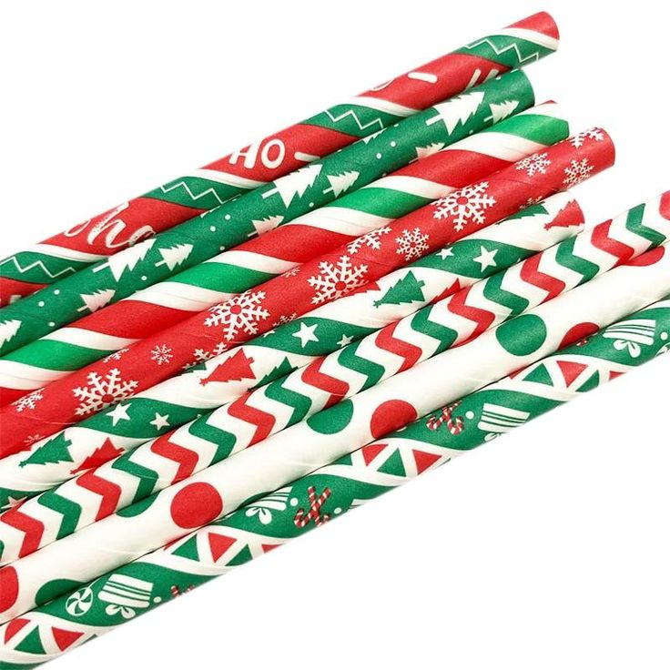 Christmas themed paper straws
