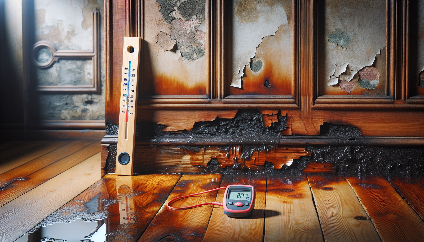 Assessing the extent of water damage on wood floors