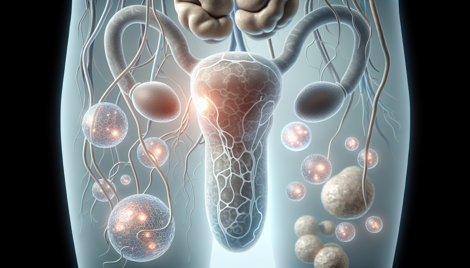 Illustratie van een anatomische afbeelding van het endocriene systeem met de testikels die testosteron produceren