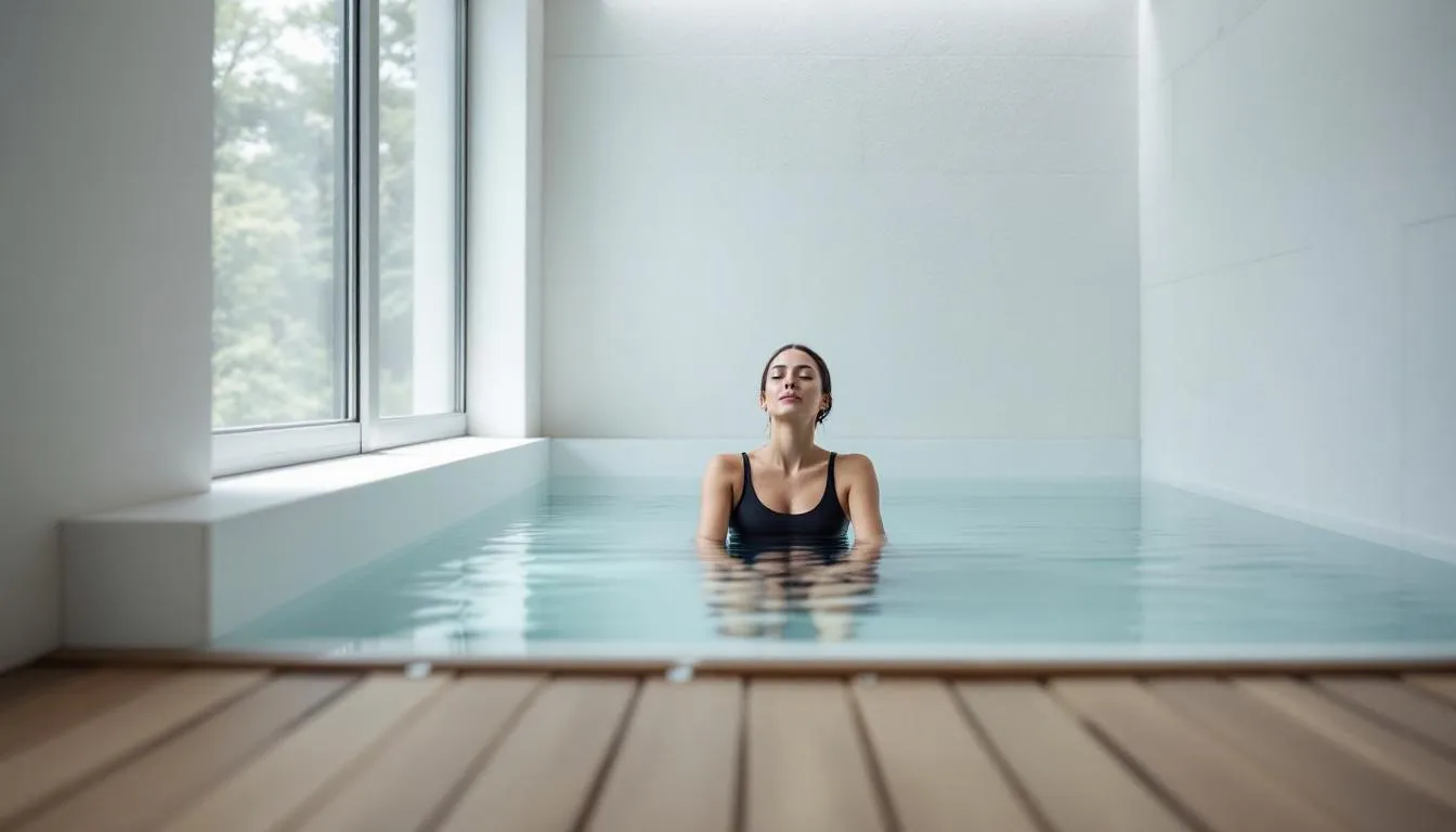 A person experiencing the mental health benefits of cold plunges.