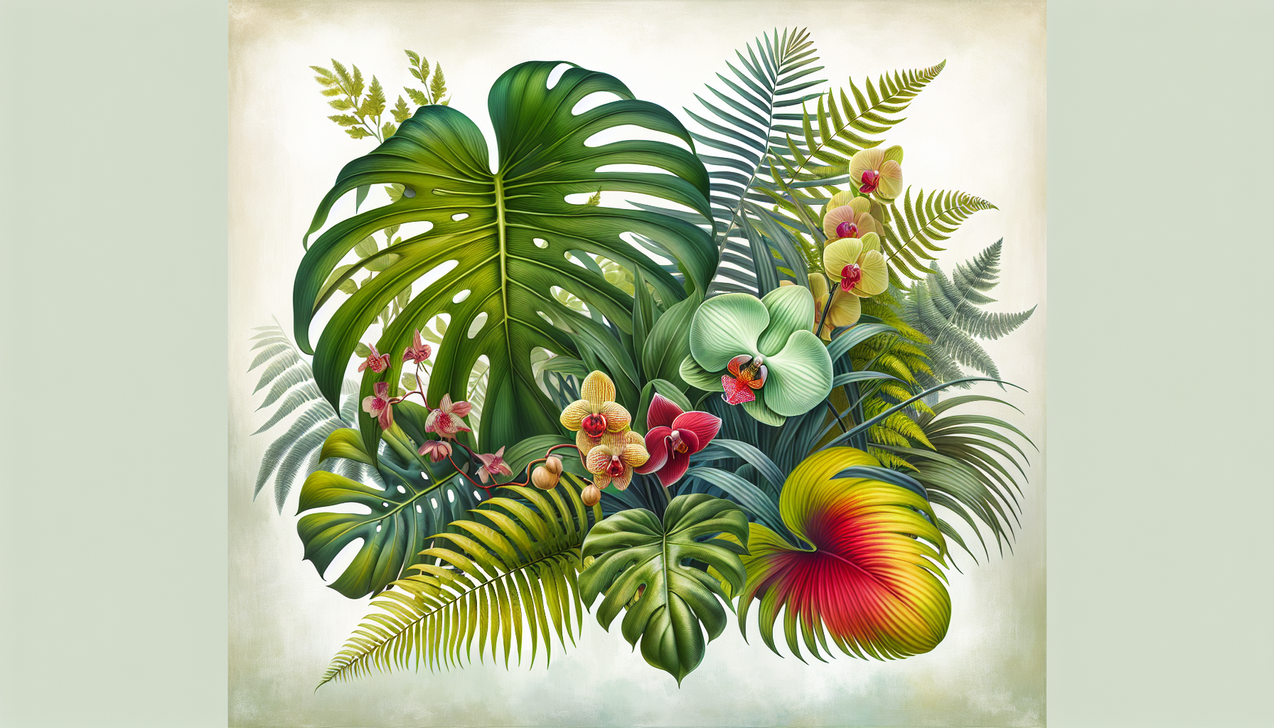 Tropical plant illustrations for boho wall art