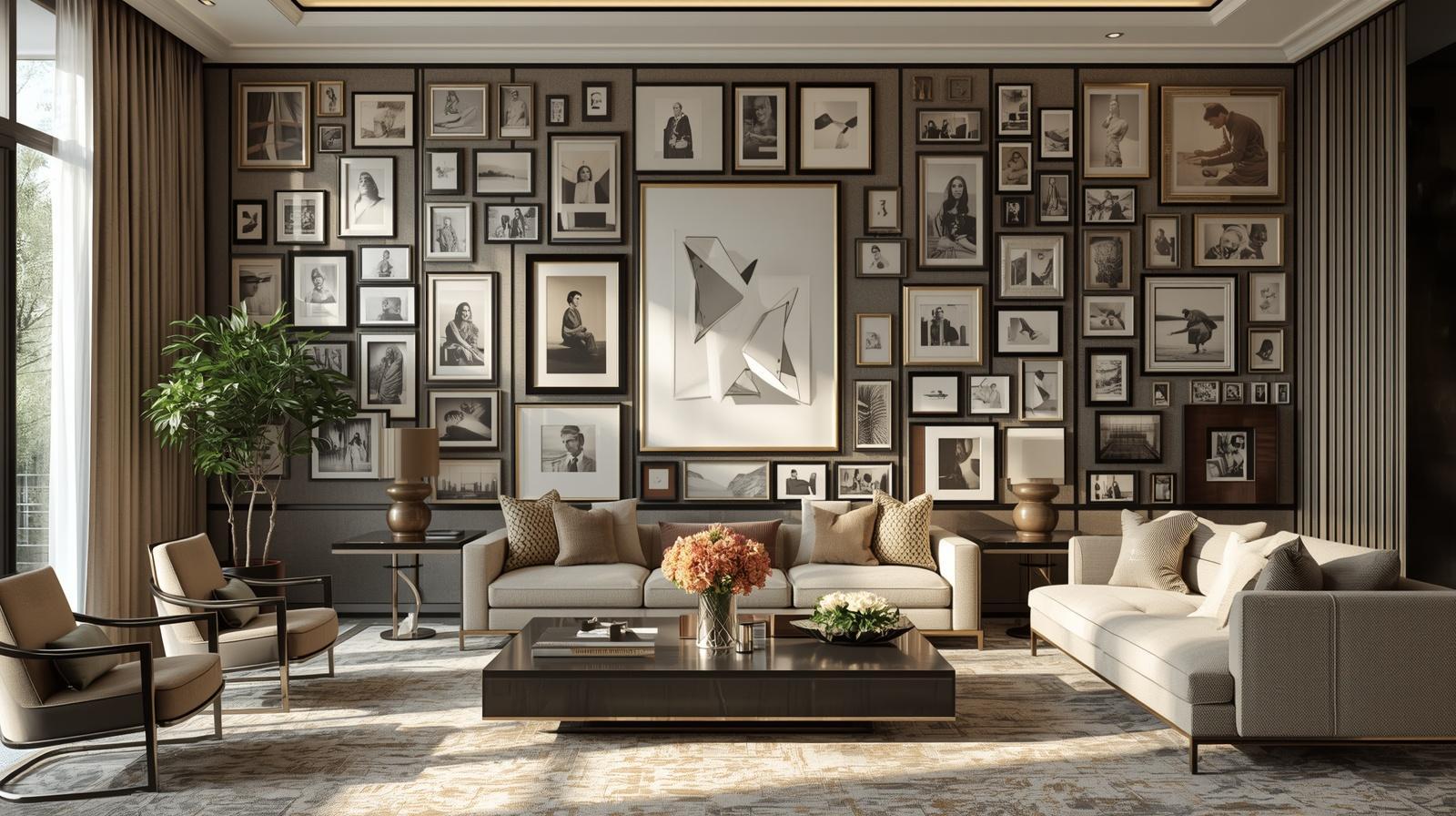 Floor to ceiling photo wall that creates a statement