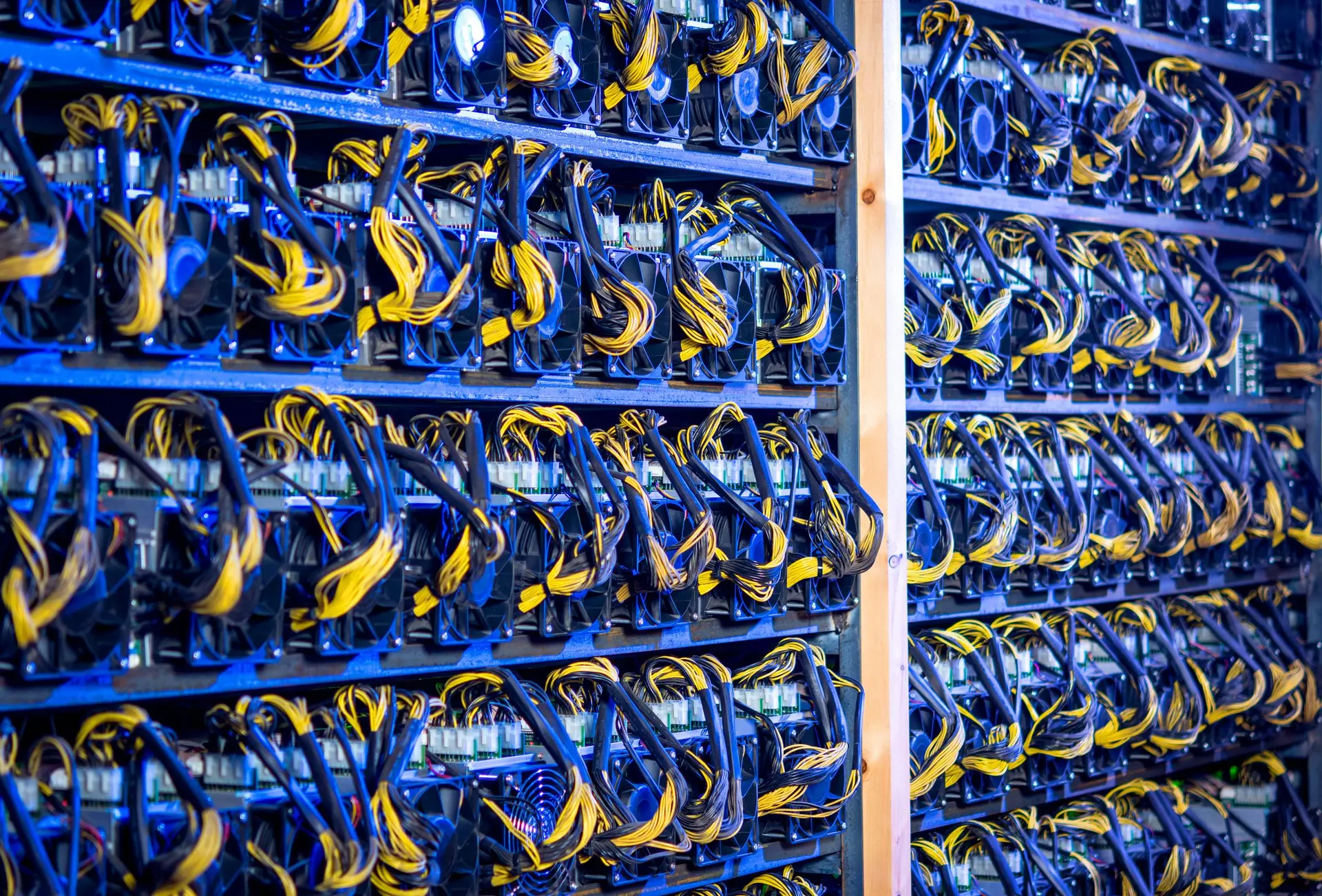 An image showcasing a small BTC mining farm. 