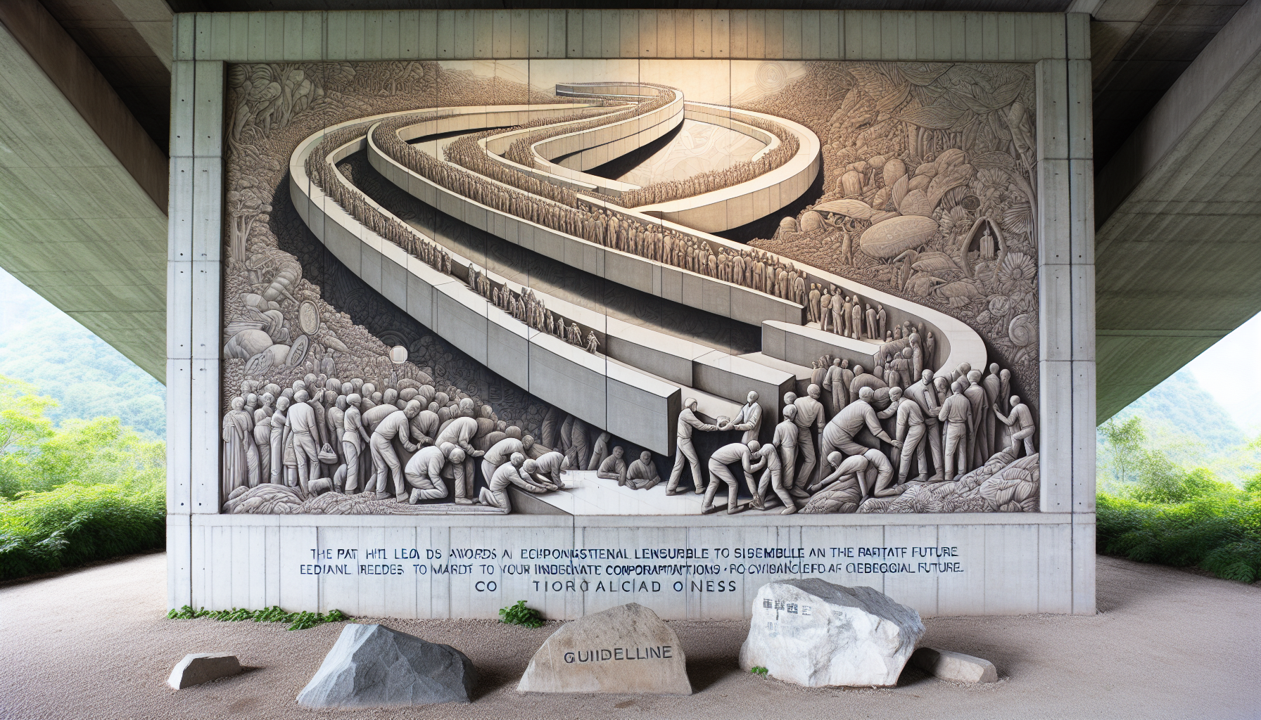 A mural depicting company's core values and mission statement