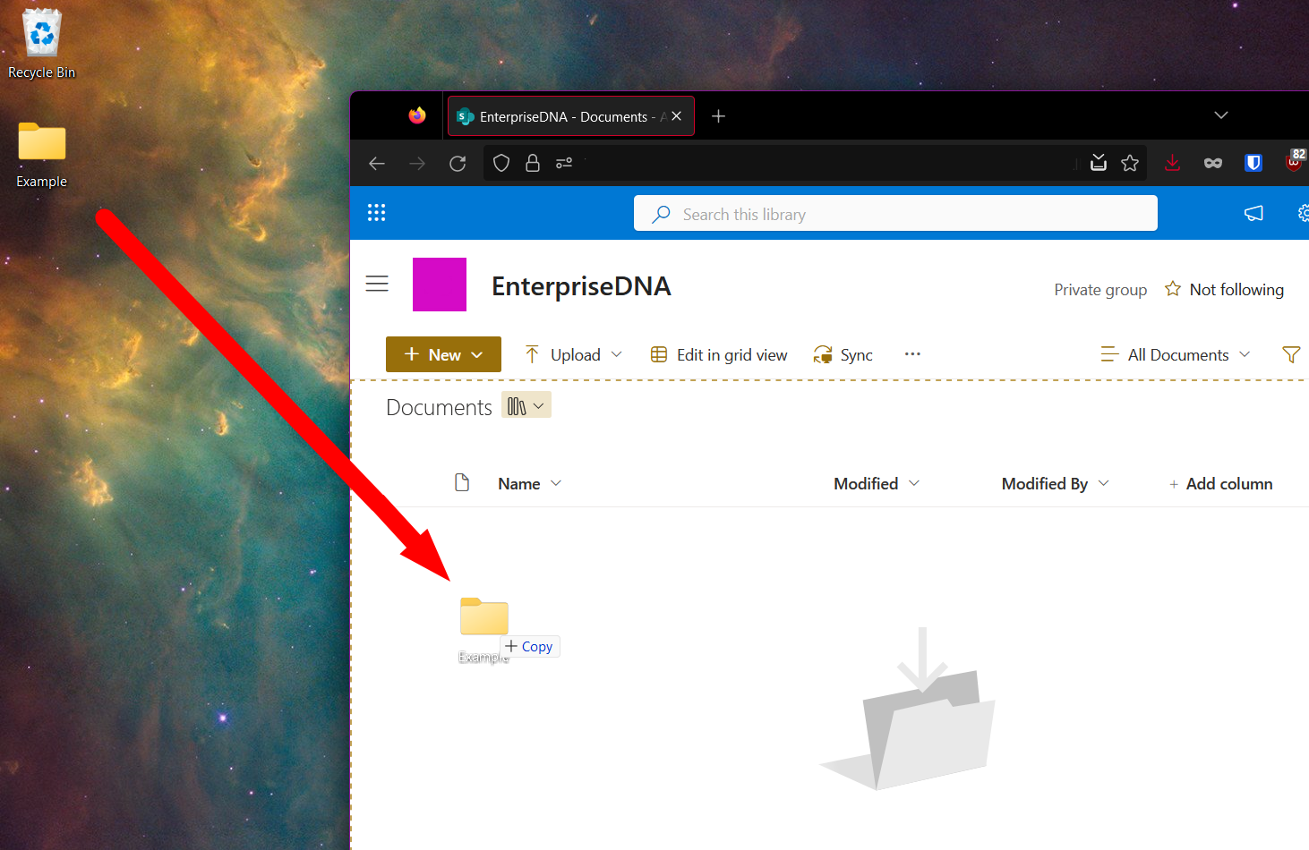 Drag files from desktop to sharepoint library