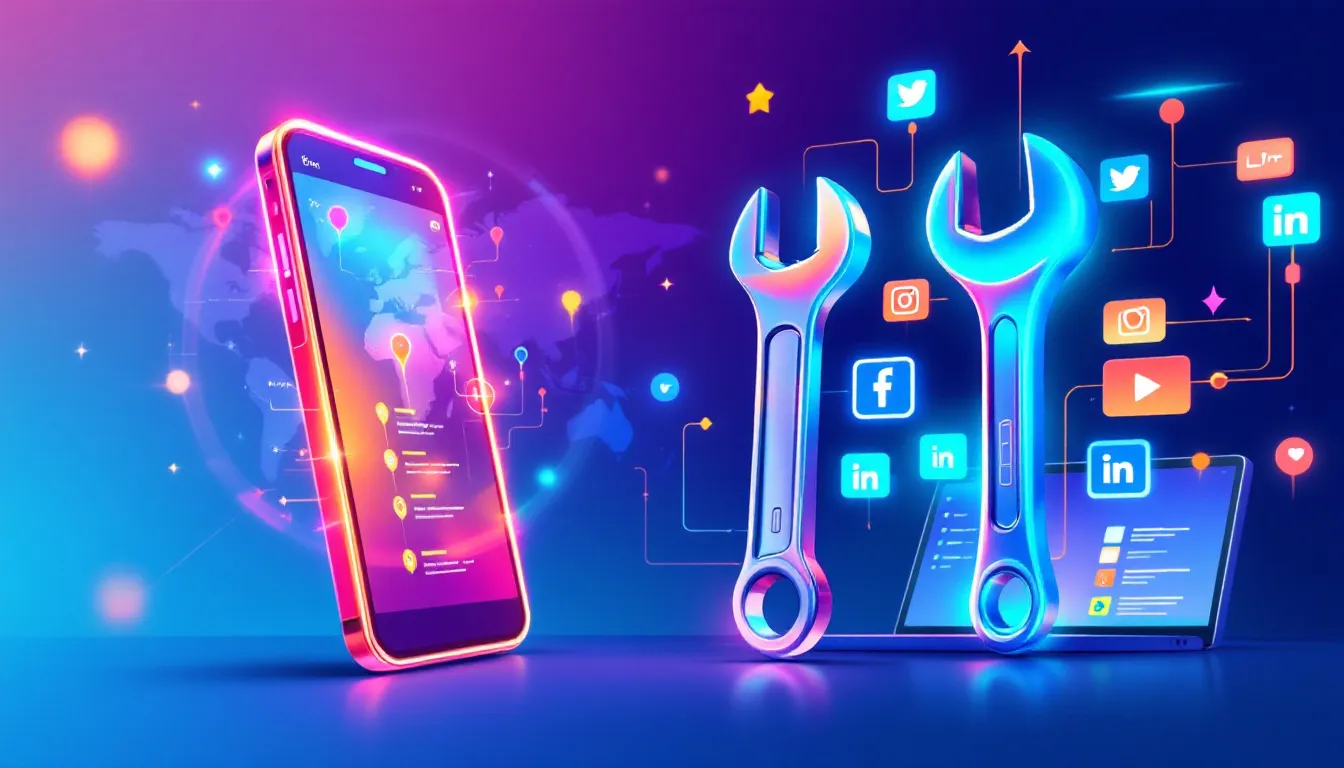 An illustration depicting a strong online presence for a plumbing business, showcasing various digital marketing strategies.