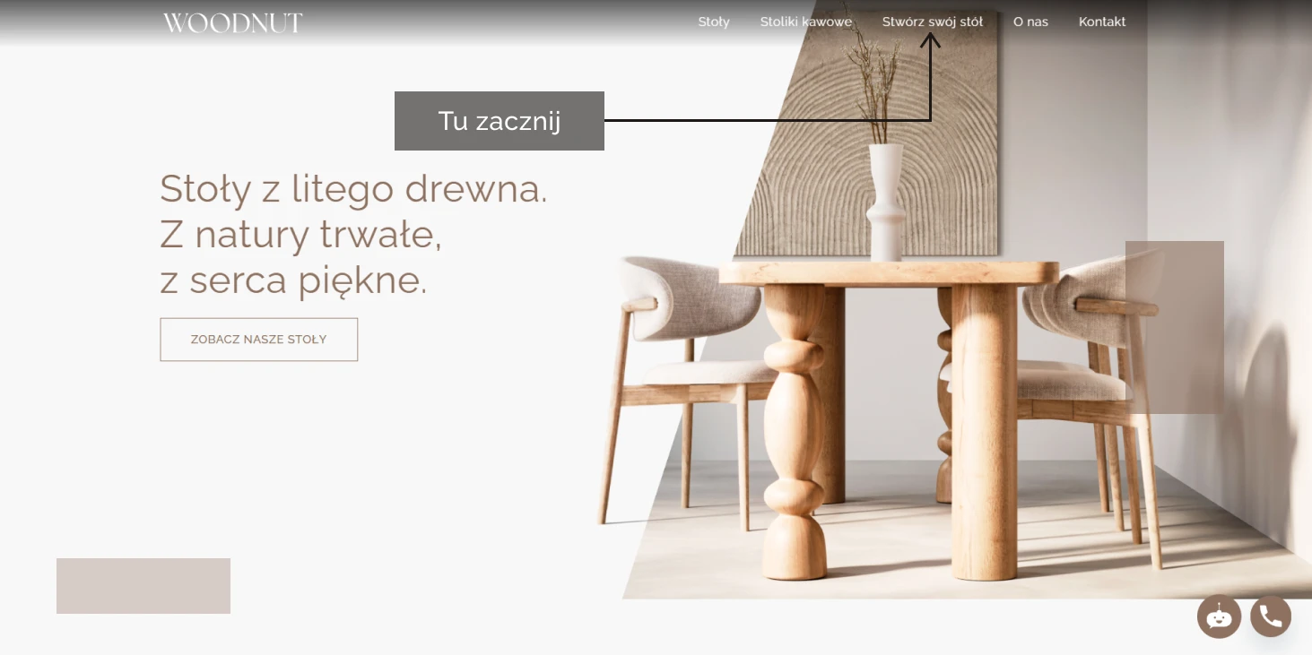 Aranżacja jadalni z Woodnut. Intuicyjny konfigurator
