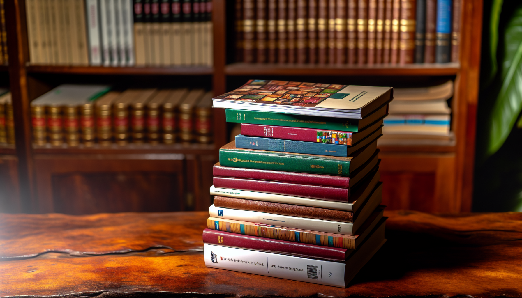 A stack of handbooks on a table