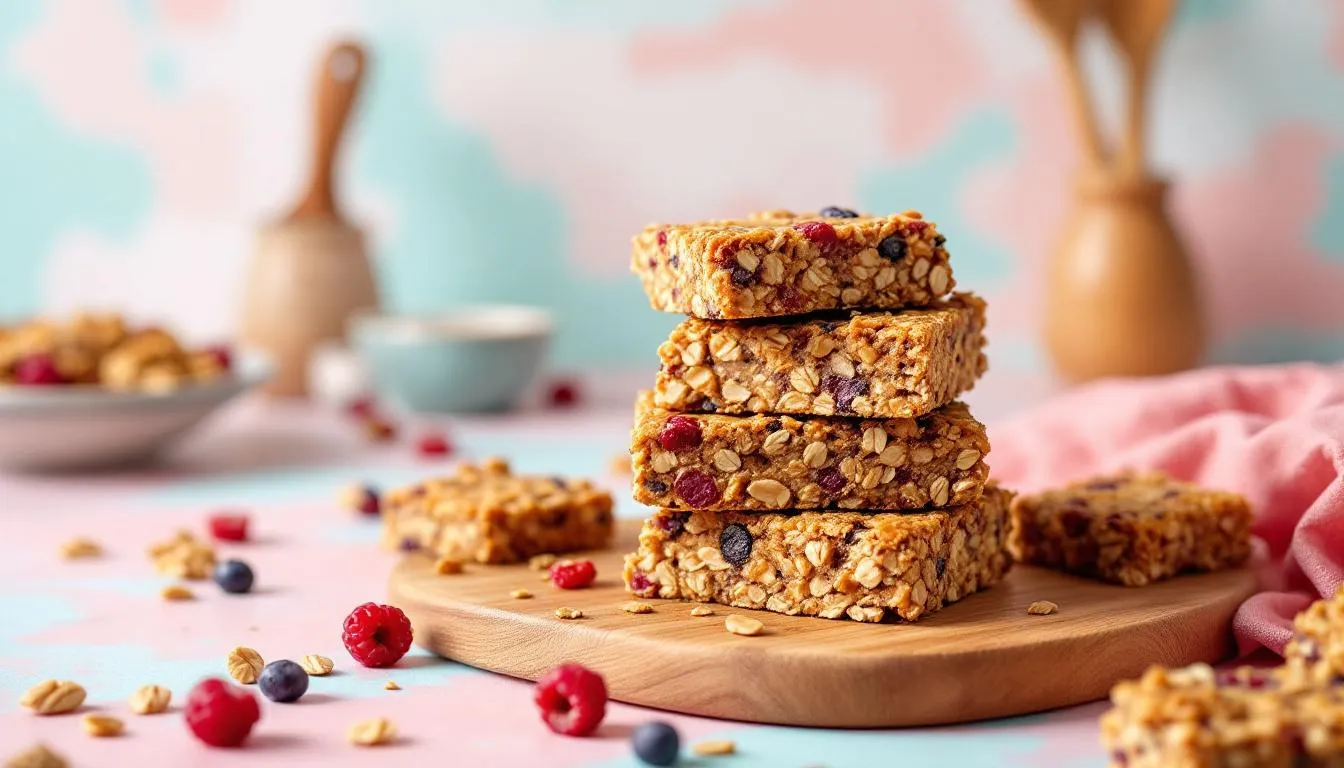 Homemade granola bars, ideal as a healthy snack or food gift.