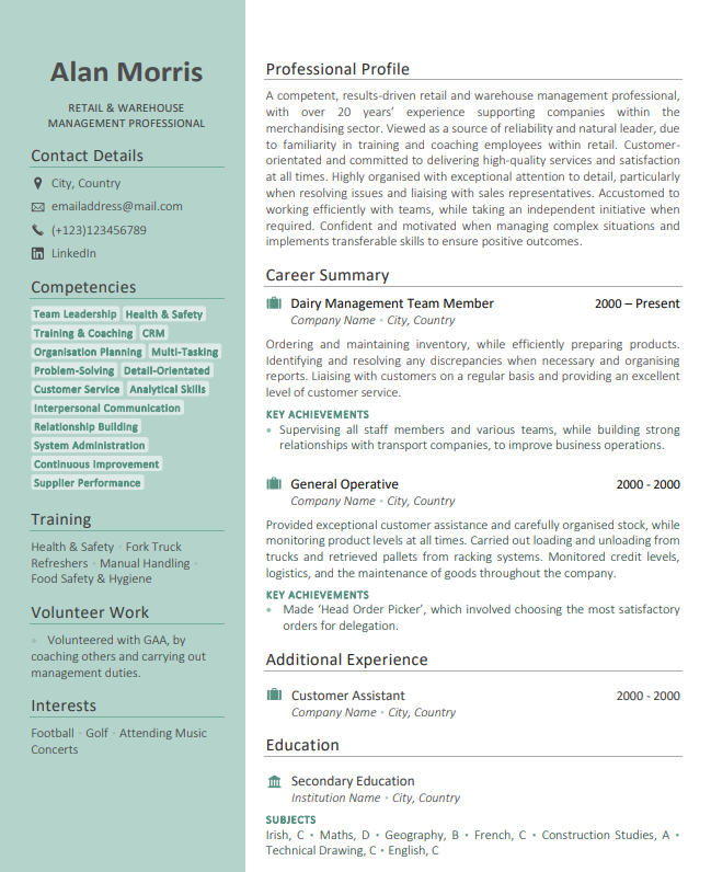 Example of a Successful CV