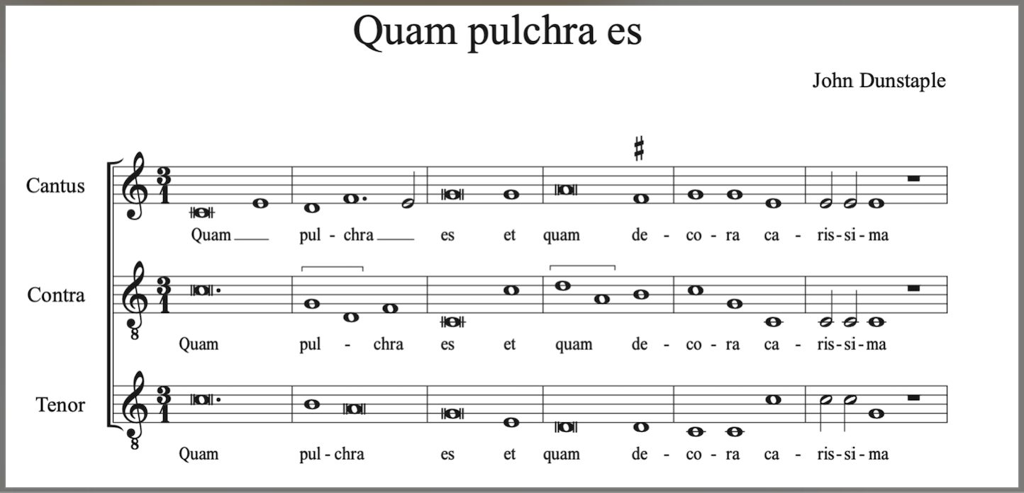 Quam Pulchra Es opening score
