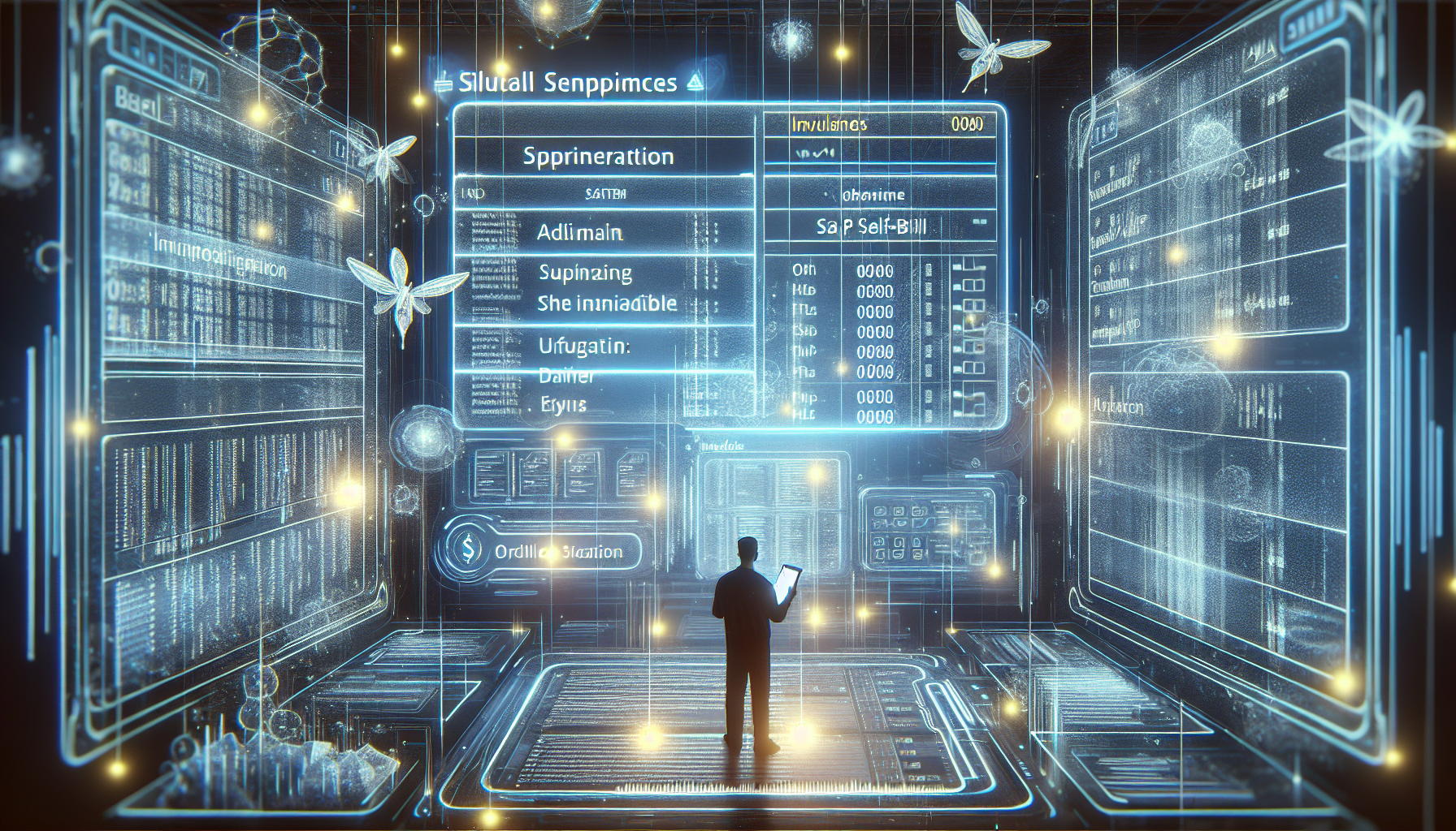 Ilustracja przedstawiająca systemy IT wspierające selfbilling, takie jak SAP Self-Billing Cockpit