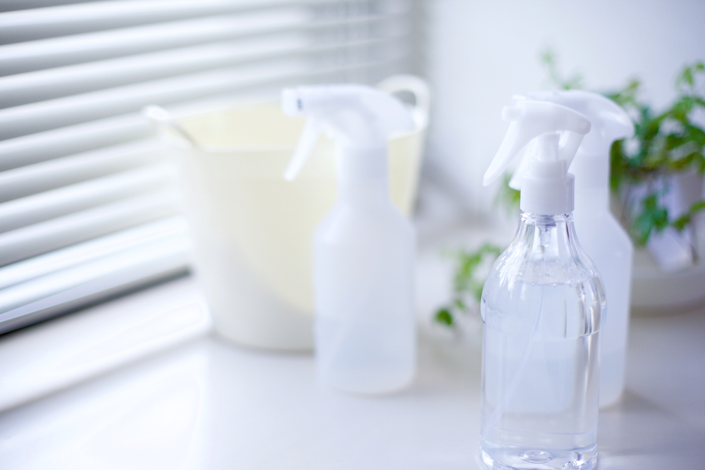 Combine white vinegar and clean water in a spray bottle to clean mould and remove stains