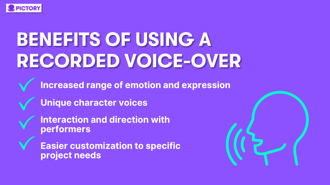 Benefits of Using a Recorded Voice-Over infographic 