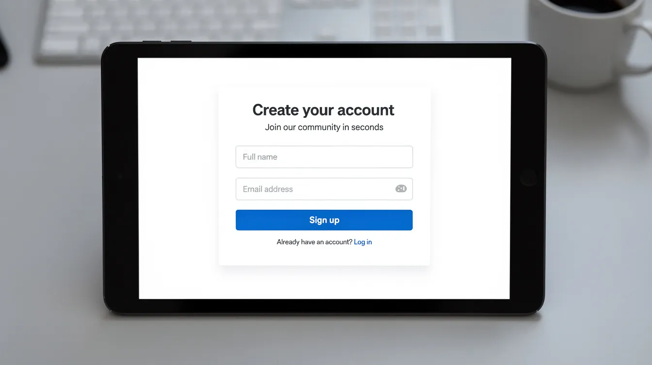 The image displays a clean and modern website interface on a tablet, featuring a simple membership signup form designed to attract new members. This user-friendly layout emphasizes the organization’s membership benefits and encourages prospective members to engage in their community.