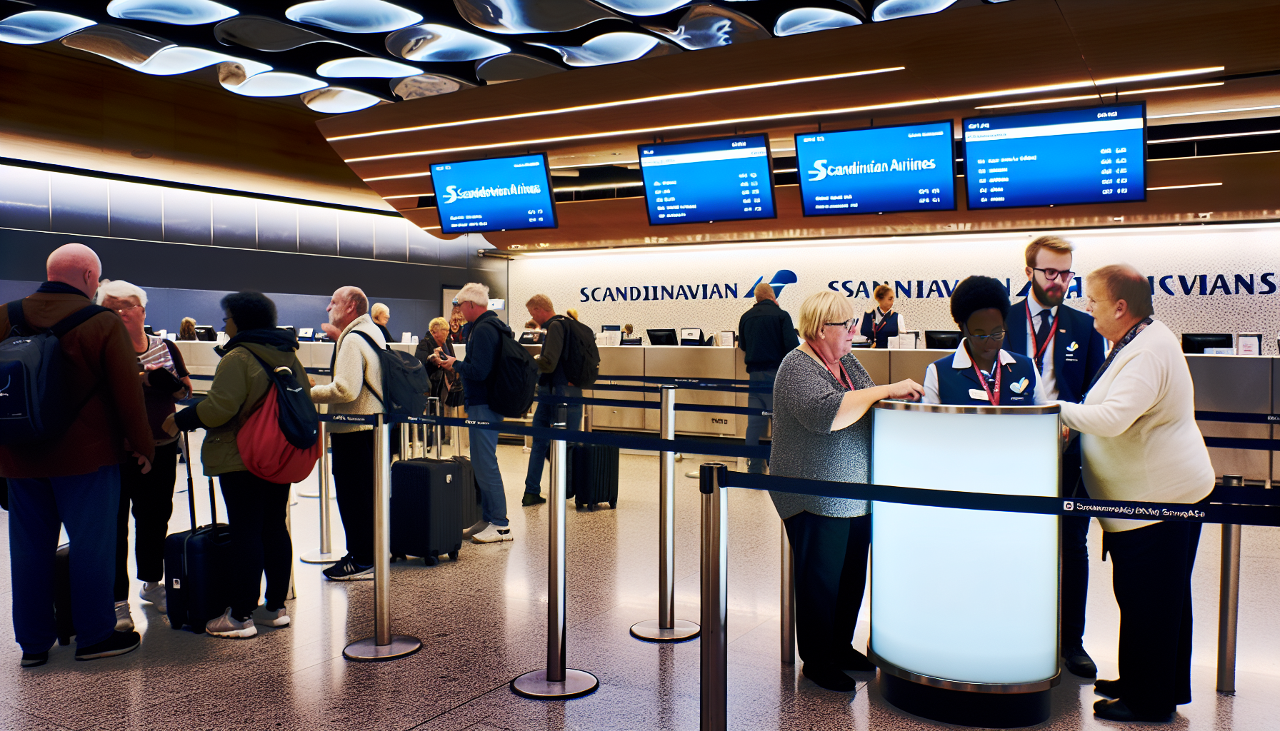 Scandinavian Airlines check-in counter at JFK Airport