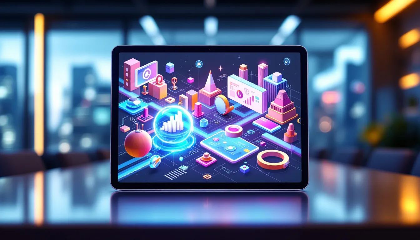 Eine interaktive Präsentation mit einem iPad, die zeigt, wie iPad-Verleih für Events ihre Businessveranstaltungen auf ein neues Level hebt.