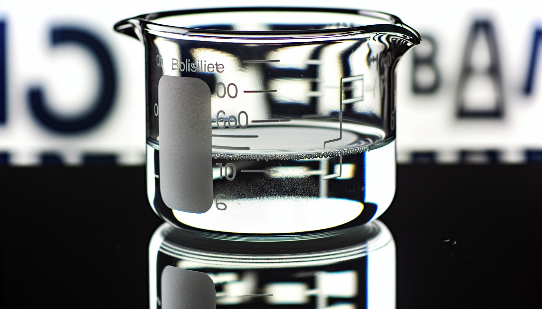Close-up of borosilicate glass beaker