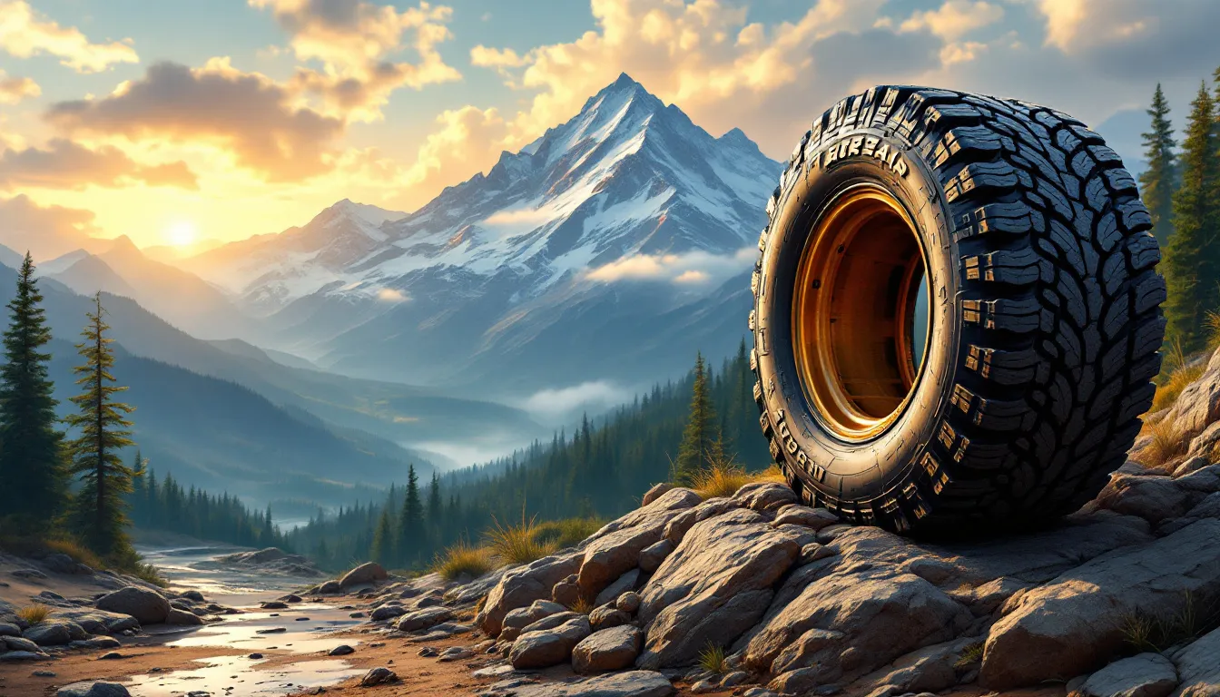 An illustration showing various features of great all terrain tires.