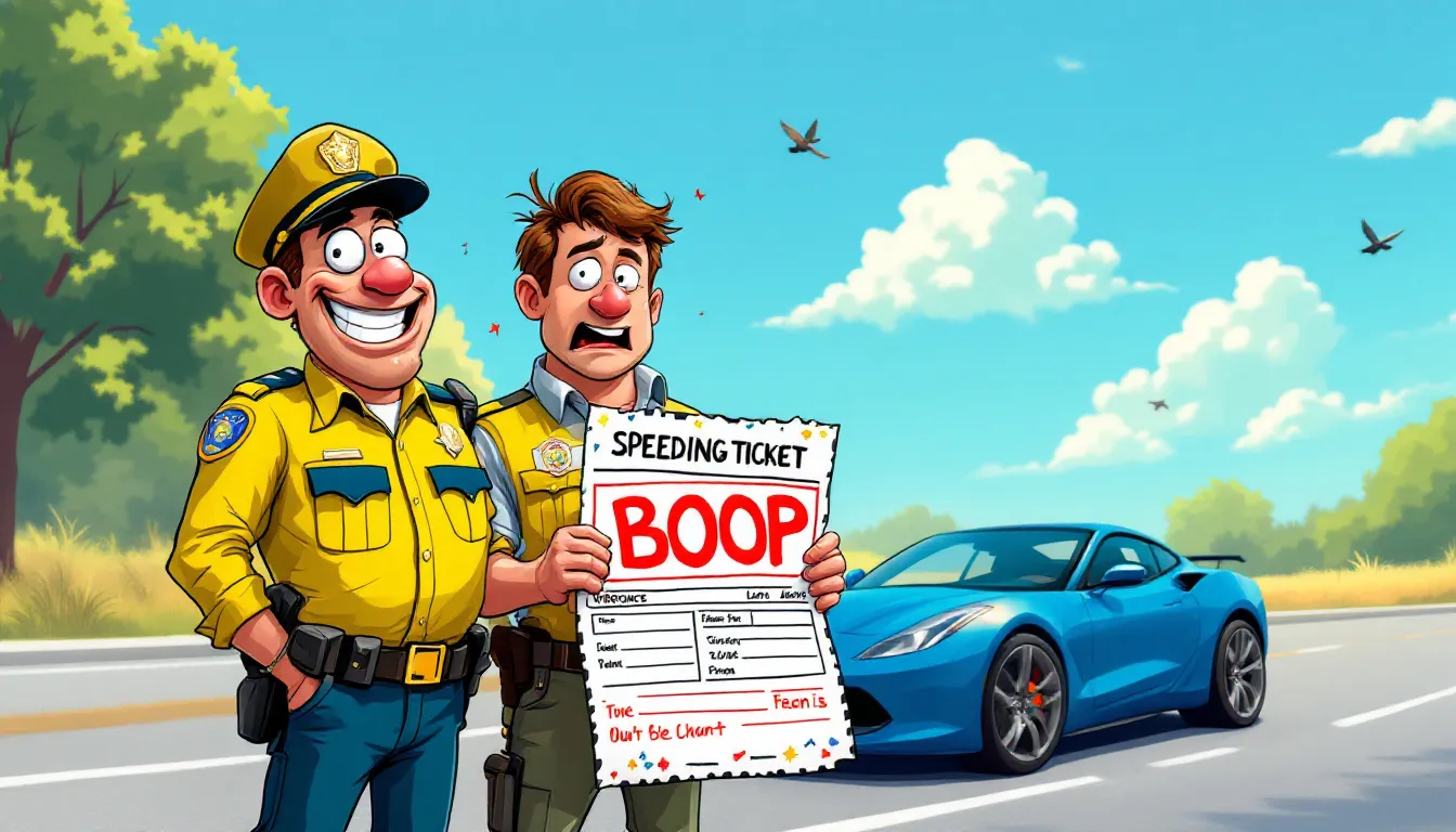 An image showing a person receiving a speeding ticket from a police officer in Virginia.