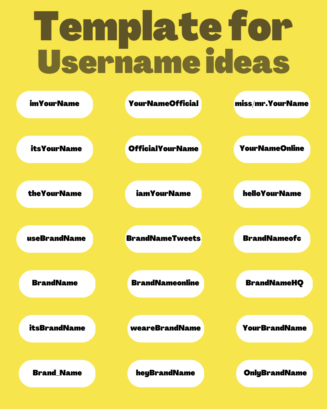 Remote.tools shares a template to help you come up with usernames for personal/brand social handles.