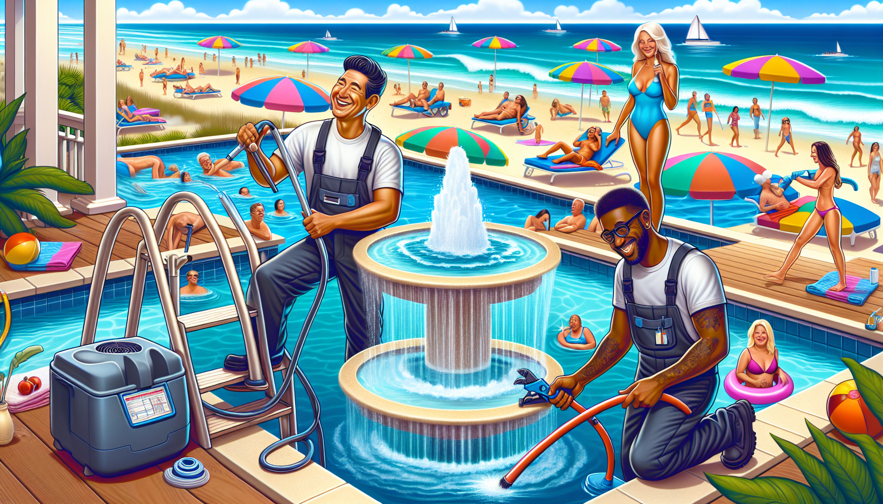 An illustration of comprehensive pool services being offered in Myrtle Beach.