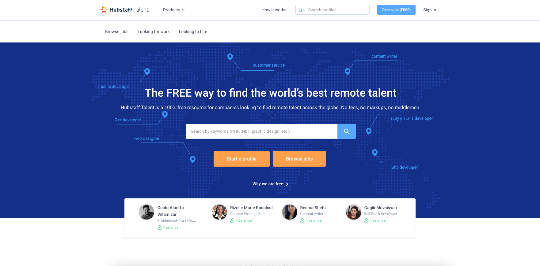 Hubstaff Talent homepage