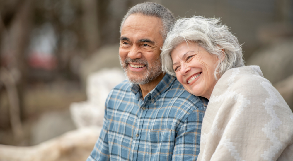 Old couple smiling