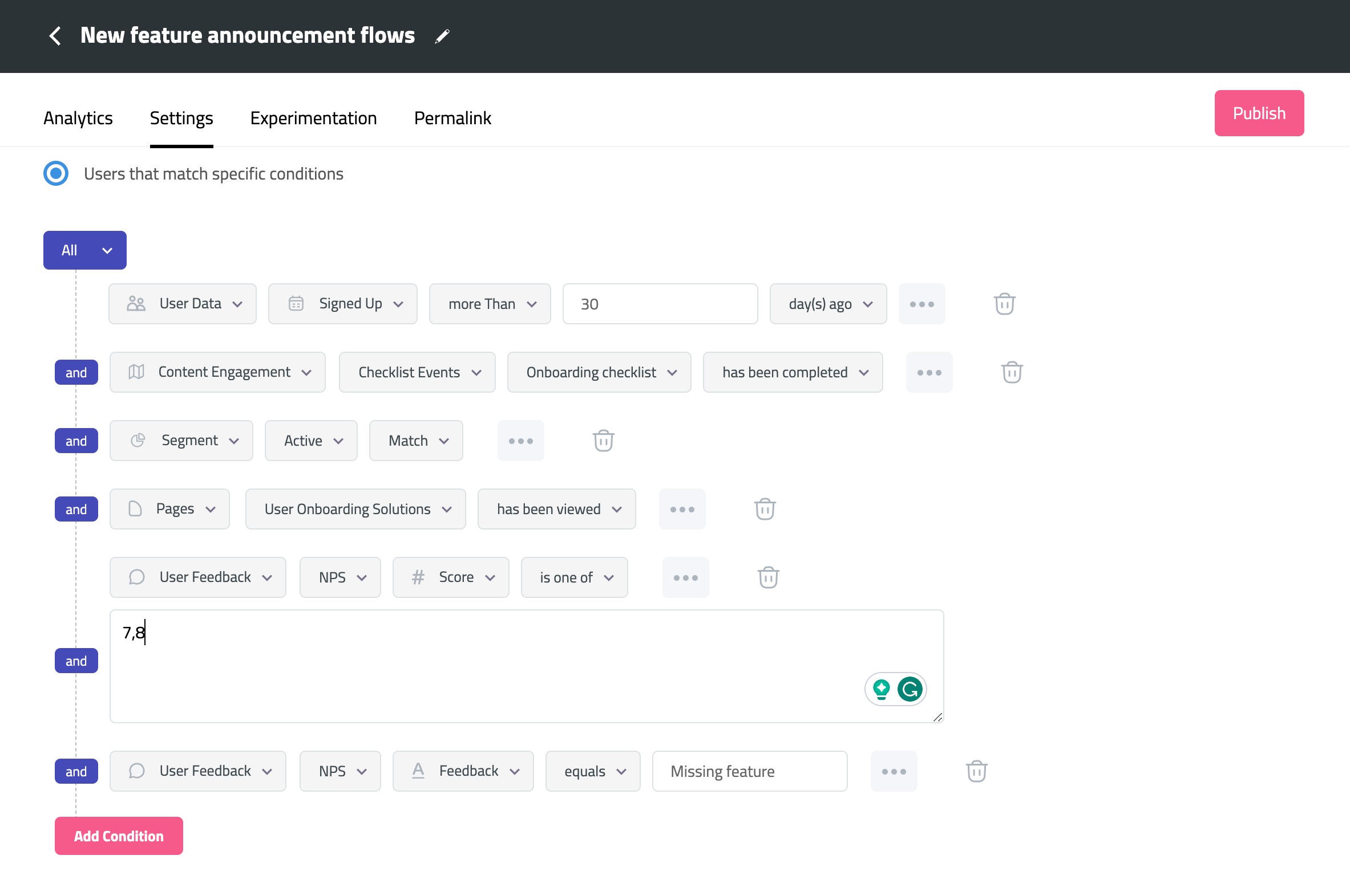 Build automated responses in-app with Userpilot