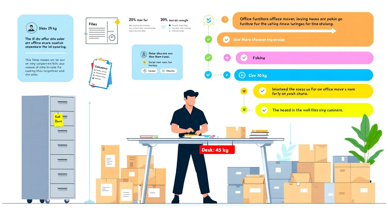 A professional office mover efficiently packing office furniture.