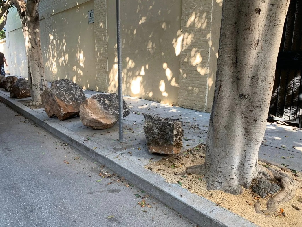 Sidewalk Boulders in Clinton park, San Francisco, USA