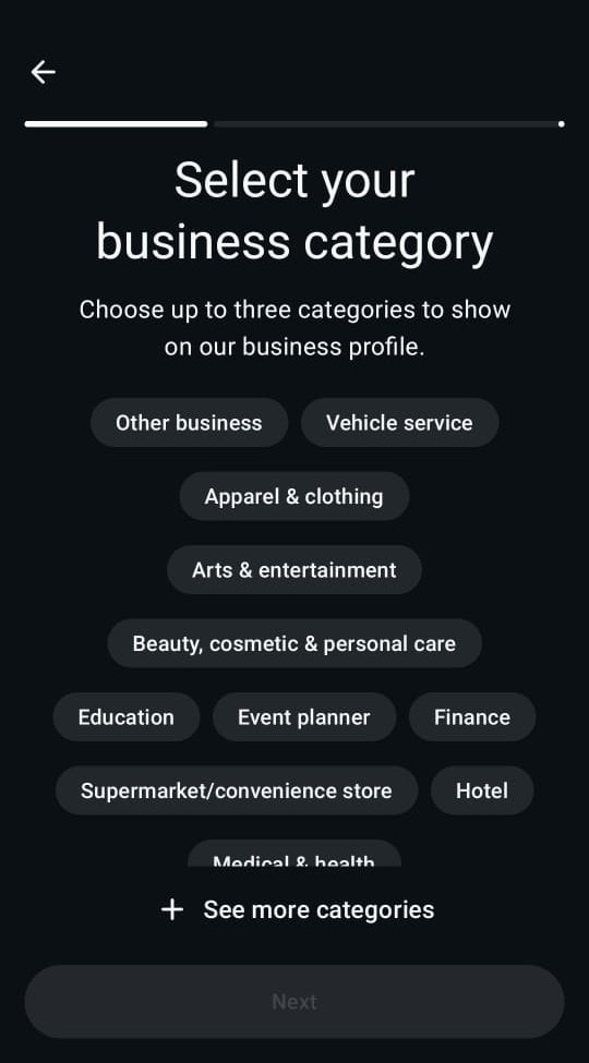 Choose your business category