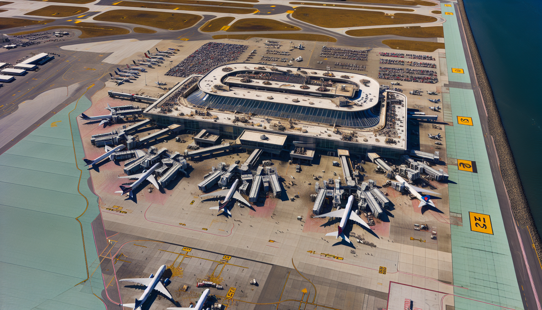 Aerial view of Terminal B at LaGuardia Airport