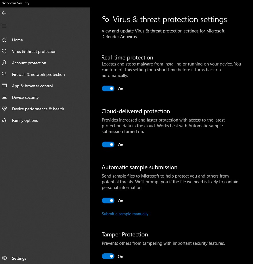 Turning off Windows Antivirus software
