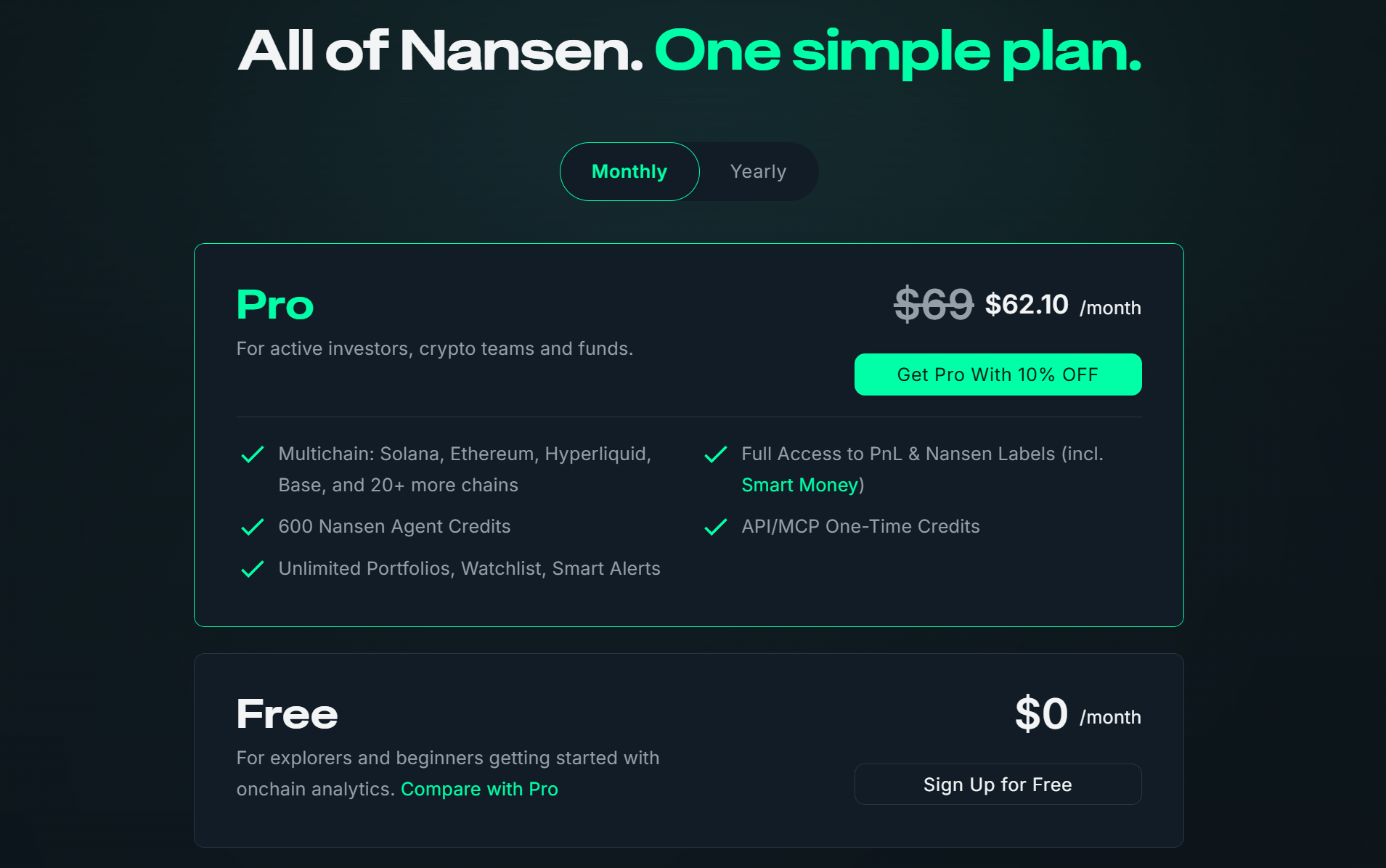 Nansen Pricing