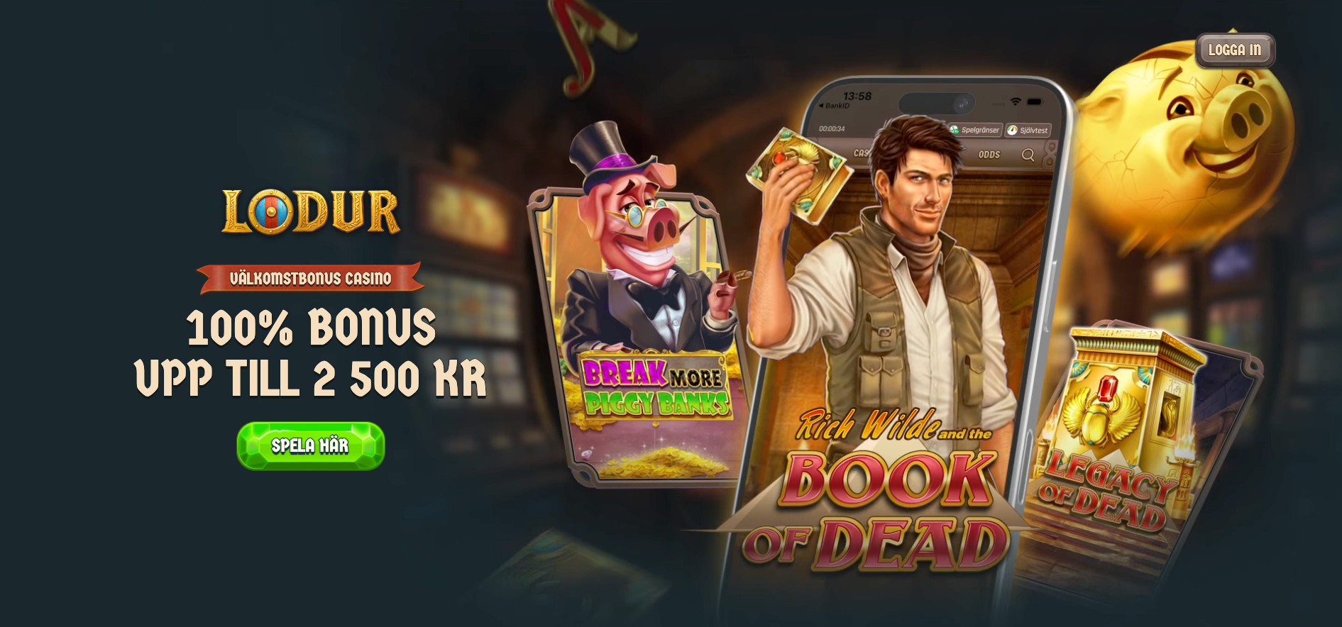 Casino bonus med 100% insättningsbonus upp till 2500 kr – välkomstbonus på online casino med free spins och slots