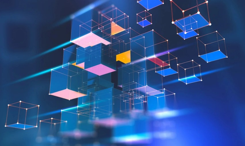 A visual representation of blockchain networks as a solution for decentralized AI.